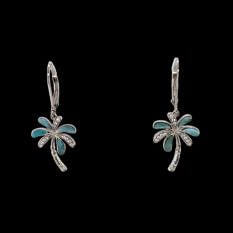 Larimar Palm Tree Earrings