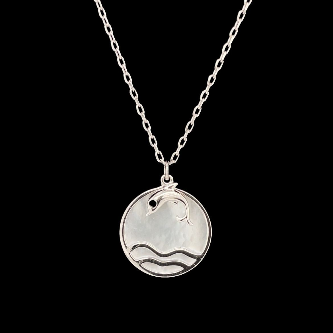 Mother Of Pearl Dolphin Wave Necklace