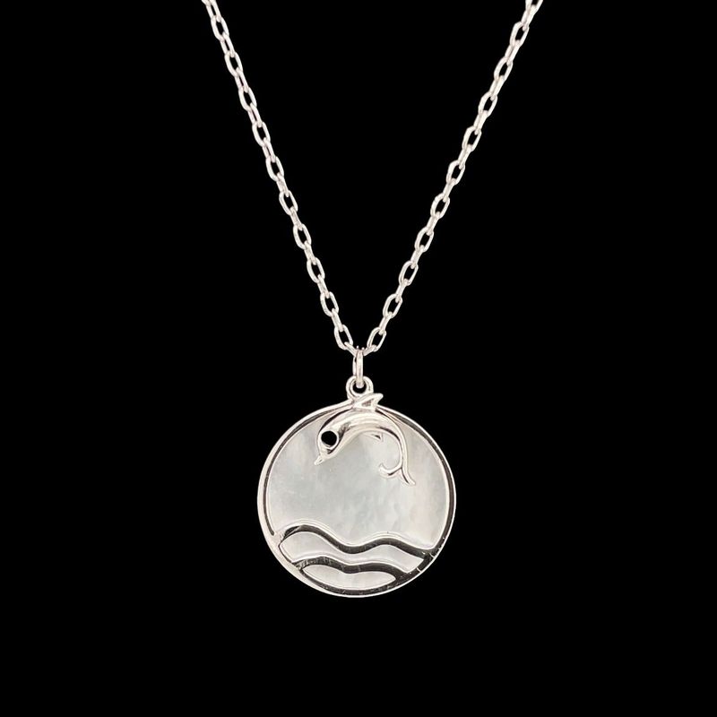 Mother Of Pearl Dolphin Wave Necklace