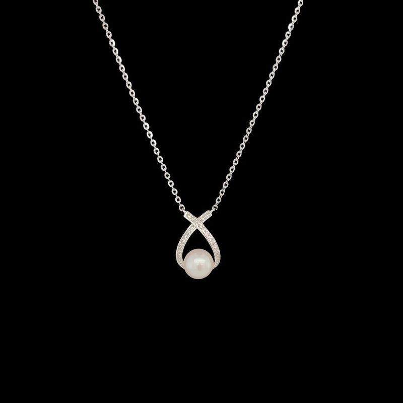 Cubic Zirconia Pearl Teardrop Necklace