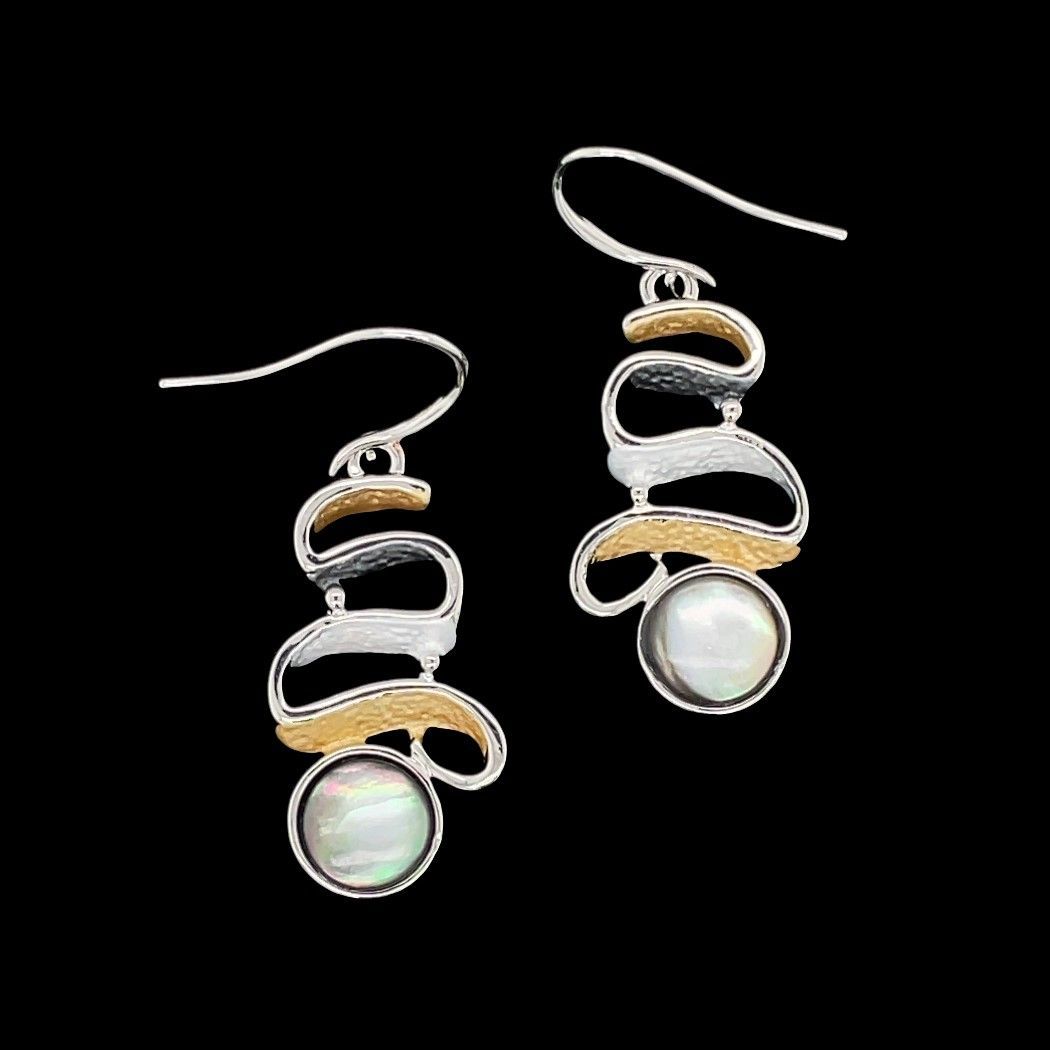 Tri-Color Mother Of Pearl Swirl Earrings