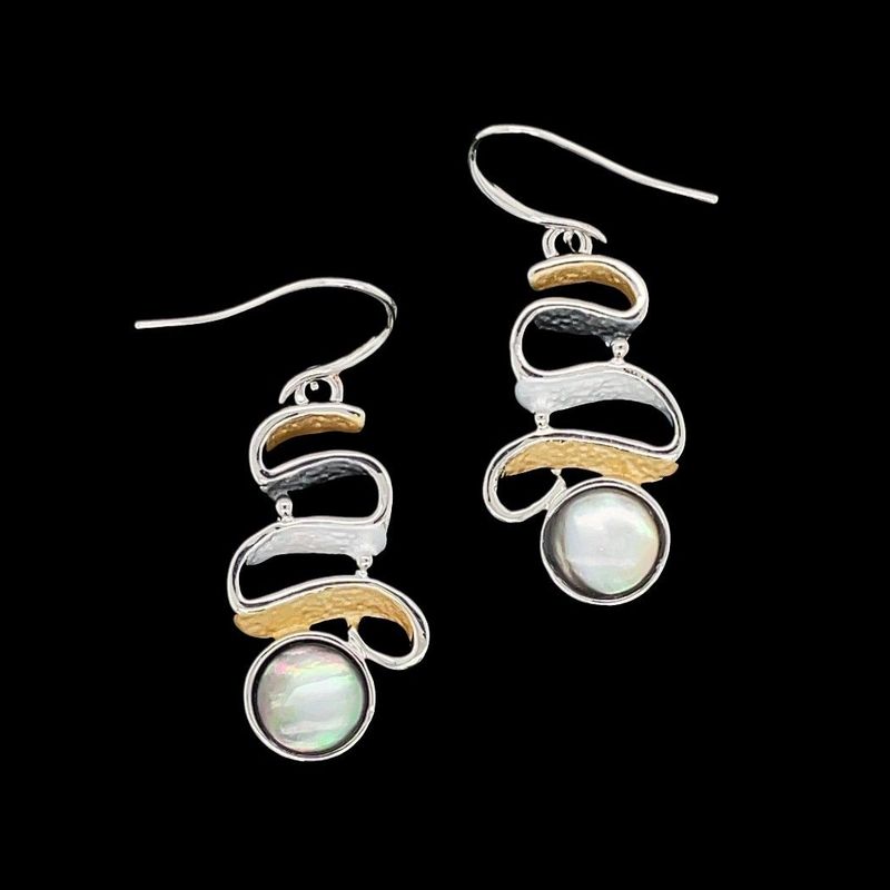 Tri-Color Mother Of Pearl Swirl Earrings