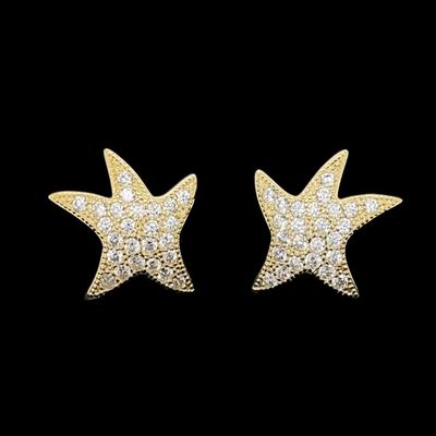 Cubic Zirconia Starfish Earrings