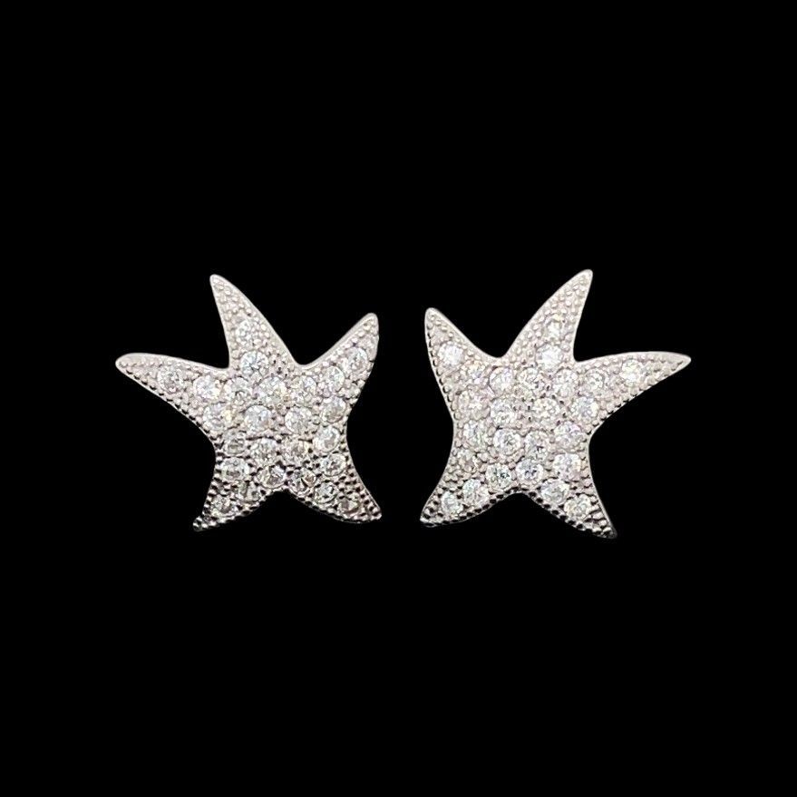 Cubic Zirconia Starfish Earrings