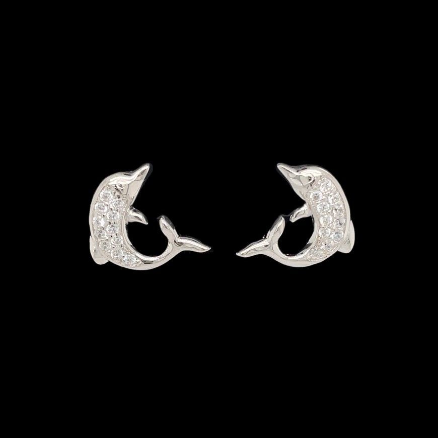 Cubic Zirconia Dolphin Earrings