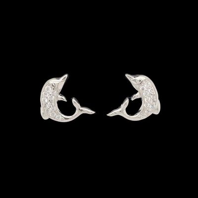 Cubic Zirconia Dolphin Earrings