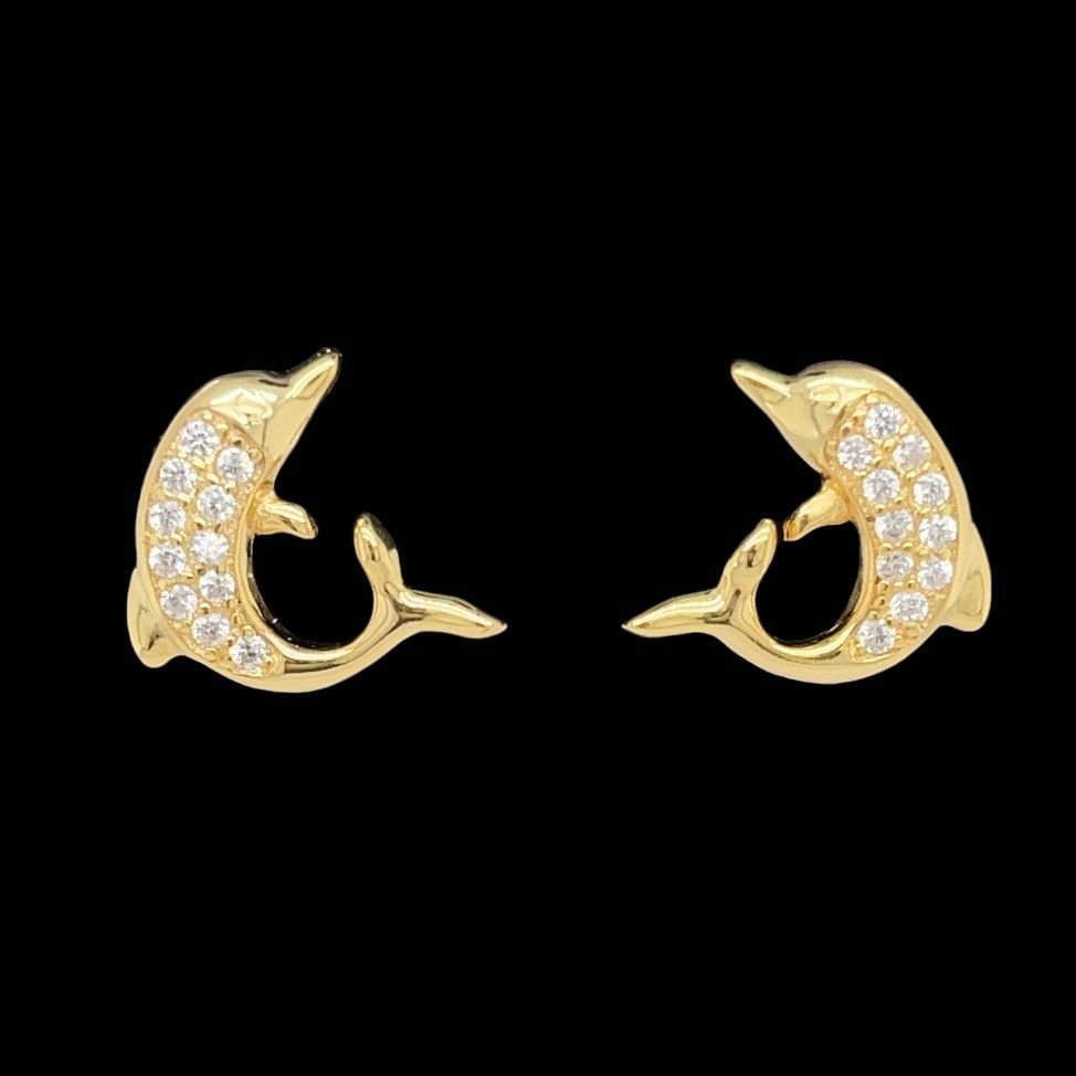 Cubic Zirconia Dolphin Earrings