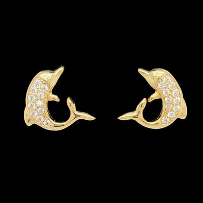 Cubic Zirconia Dolphin Earrings