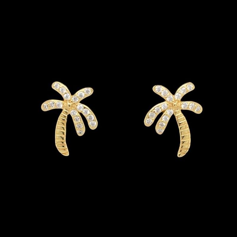 Cubic Zirconia Palm Tree Earrings
