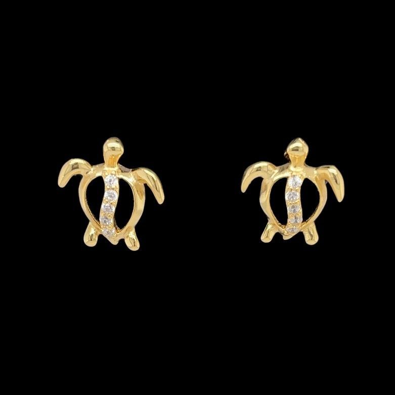 Cubic Zirconia Turtle Earrings