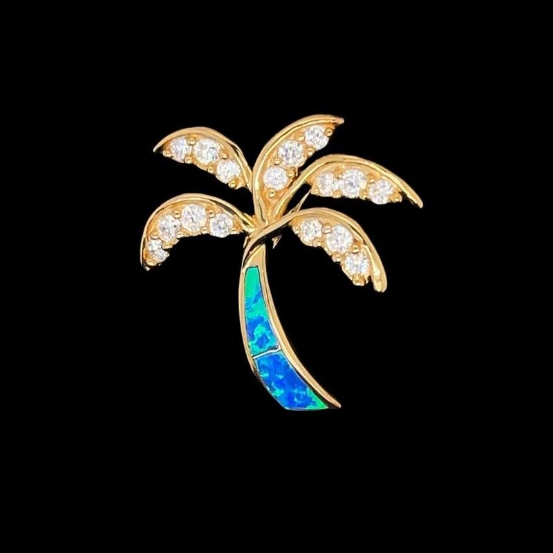 Opal Palm Tree Pendant