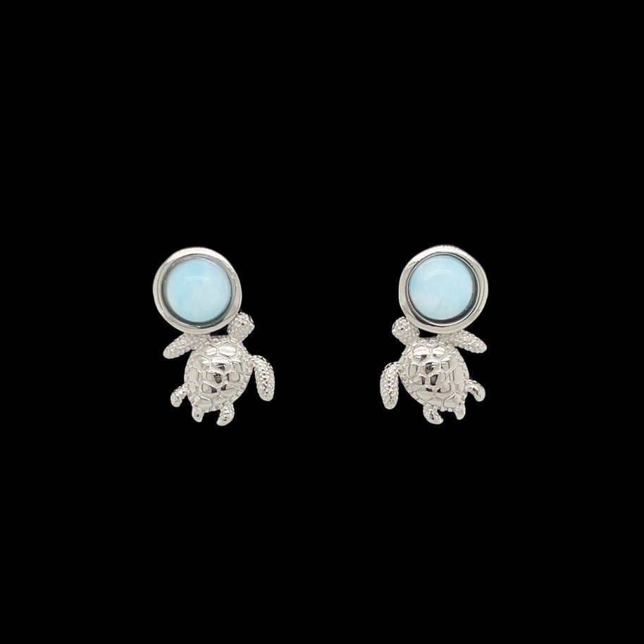 Larimar Turtle Earrings