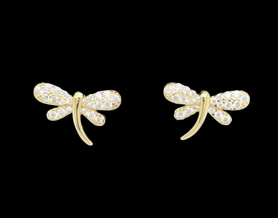 Cubic Zirconia Dragonfly Earrings