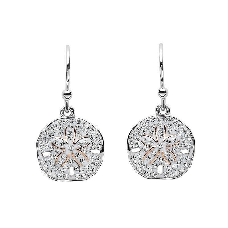 Sand Dollar Sterling Silver & Crystal Earrings