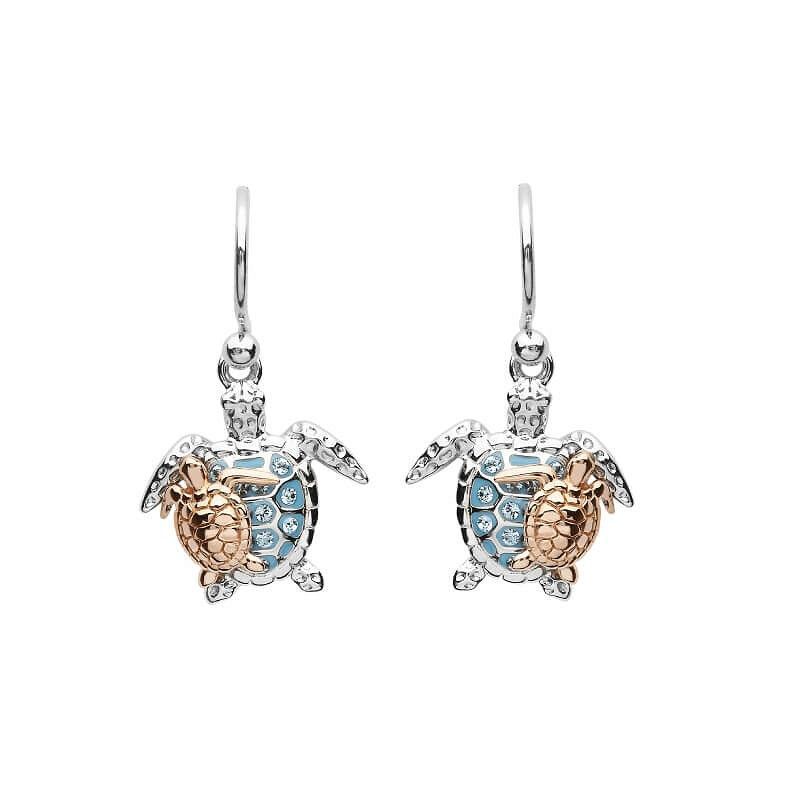 Silver Crystal Turtle Earrings