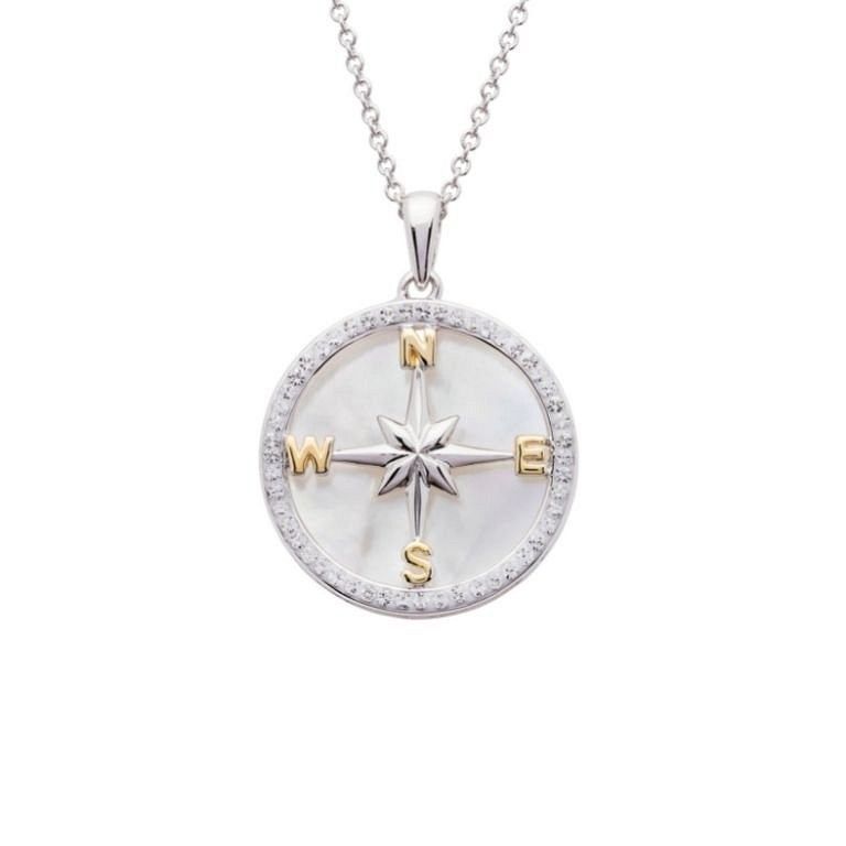 Mother Of Pearl Compass Necklace