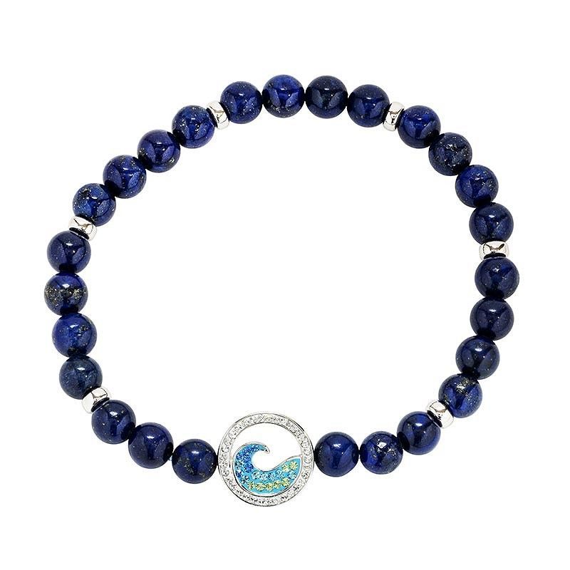 Sterling Silver Lapis Wave Bracelet