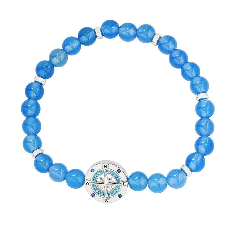 Sterling Silver Blue Agate Compass Bracelet