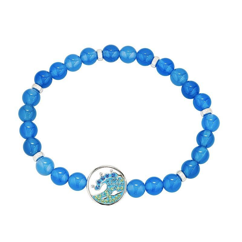 Sterling Silver Wave Blue Agate Bracelet