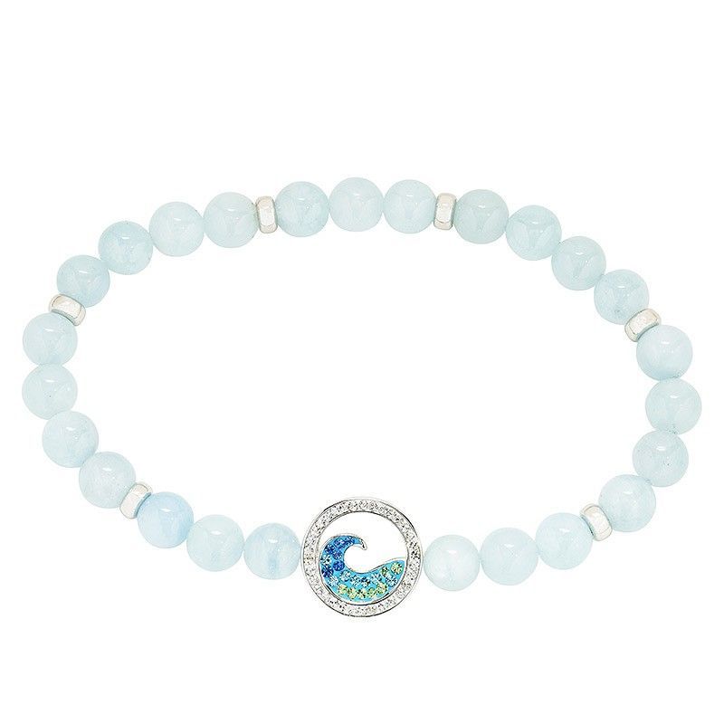 Sterling Silver Aquamarine Wave Bracelet