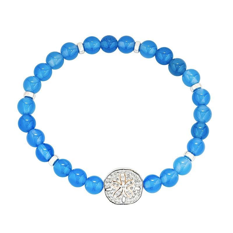 Sterling Silver Sand Dollar Blue Agate Bracelet