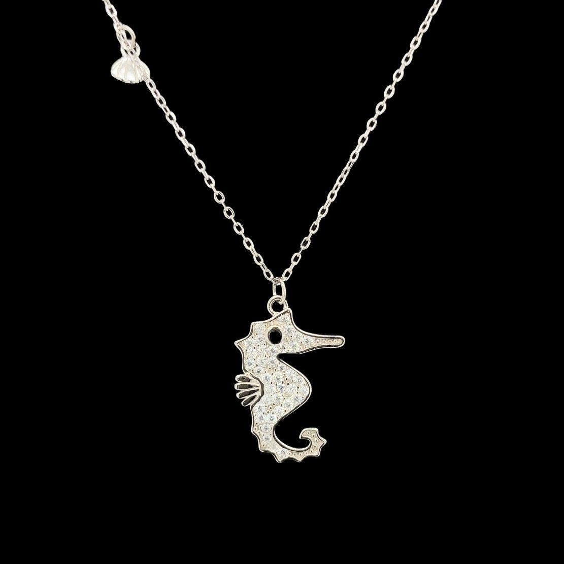 Cubic Zirconia Seahorse Necklace
