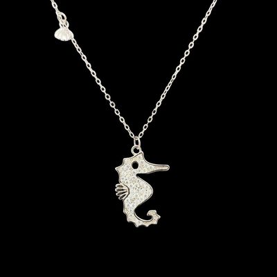 Cubic Zirconia Seahorse Necklace