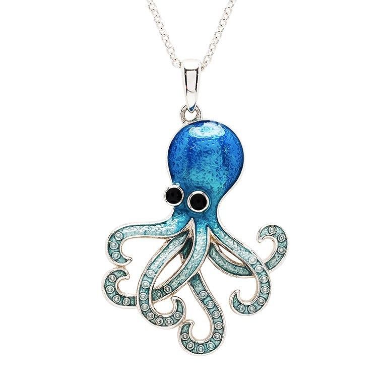 Sapphire Enamel Octopus Necklace