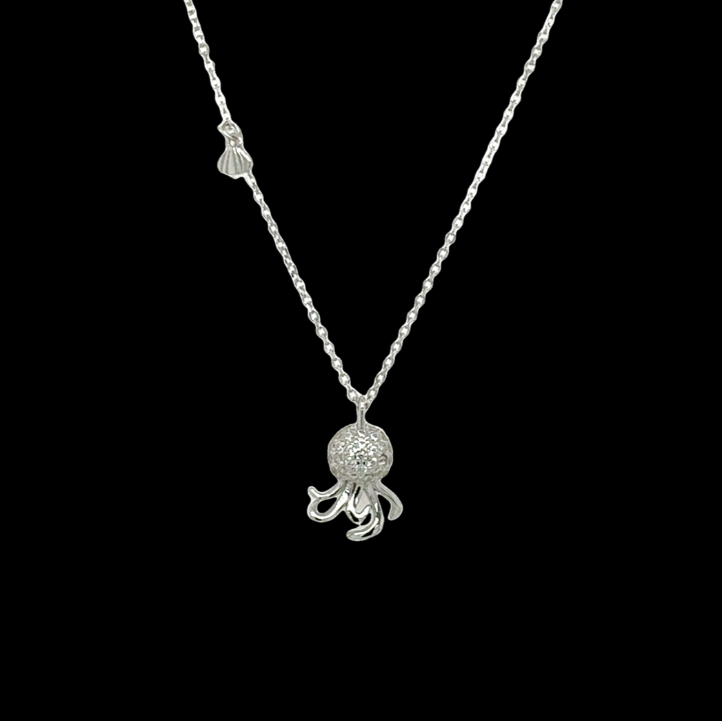 Cubic Zirconia Octopus Necklace