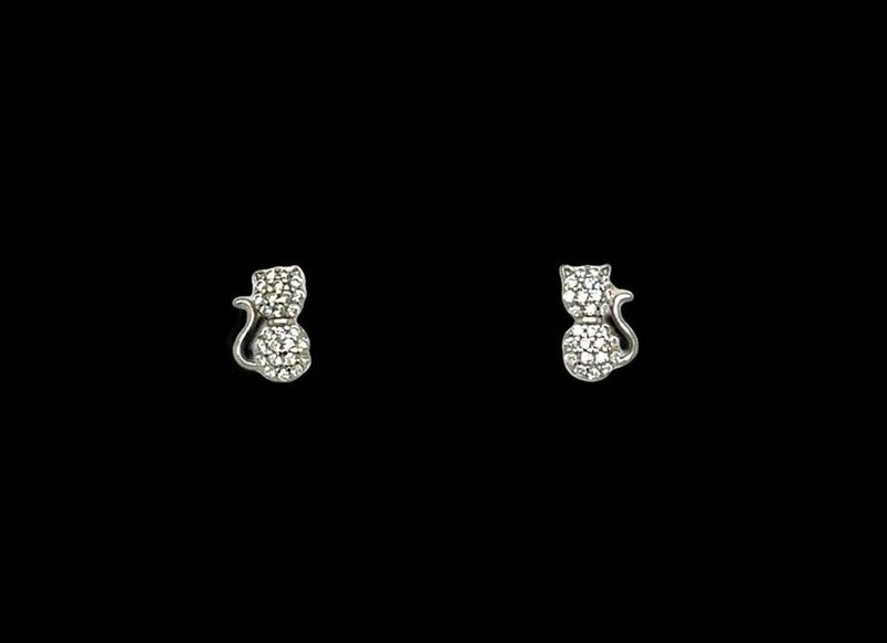 Cubic Zirconia Cat Earrings