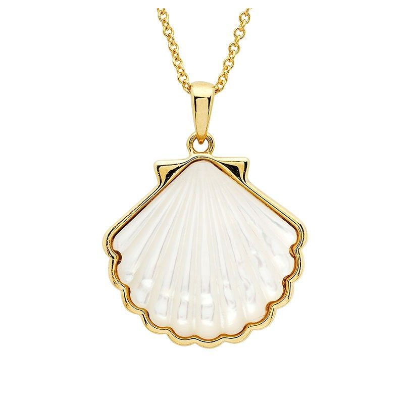 14kt Gold Vermeil Mother Of Pearl Shell Necklace