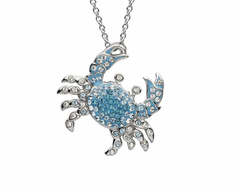 Sterling Silver Crystal Crab Necklace