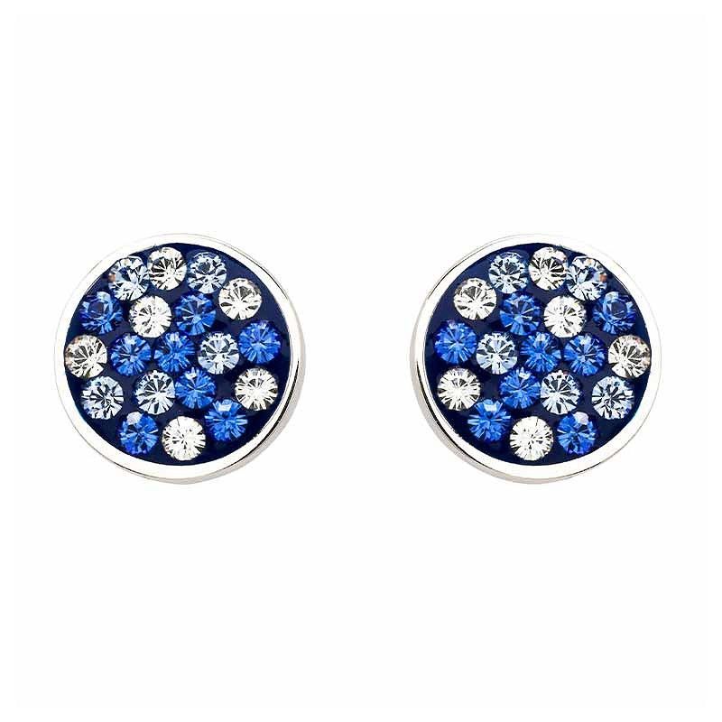 Sterling Silver Sapphire & White Crystal Earrings
