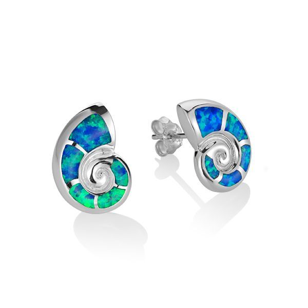 Opal Nautiulus Shell Earrings