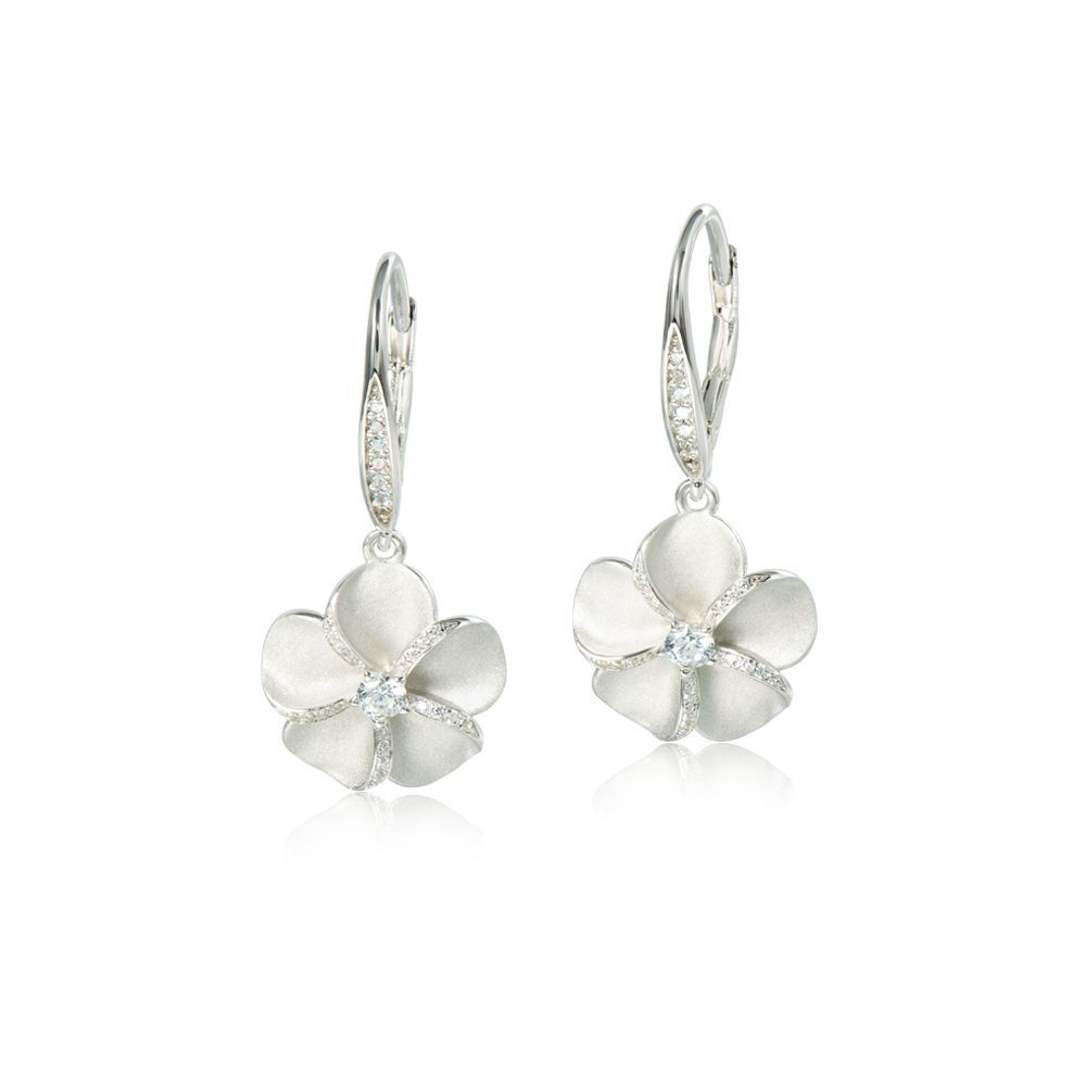 Sterling Silver Plumeria Earrings