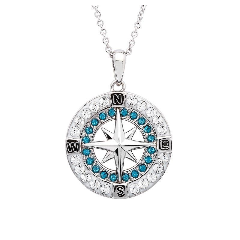 Sterling Silver Blue Compass Necklace
