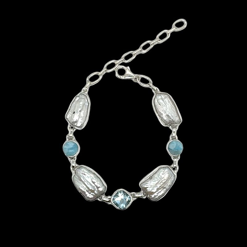 Larimar & Pearl Bracelet