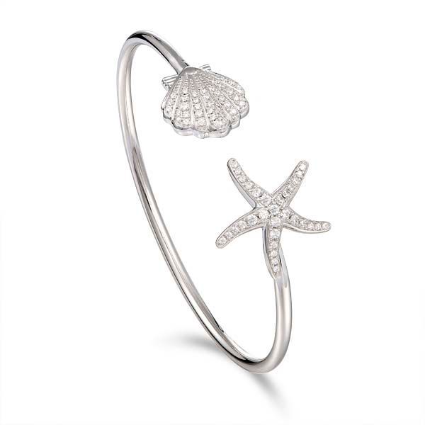 Starfish And Shell Bangle Bracelet