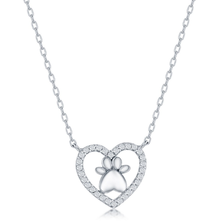 Heart With Paw Print Necklace