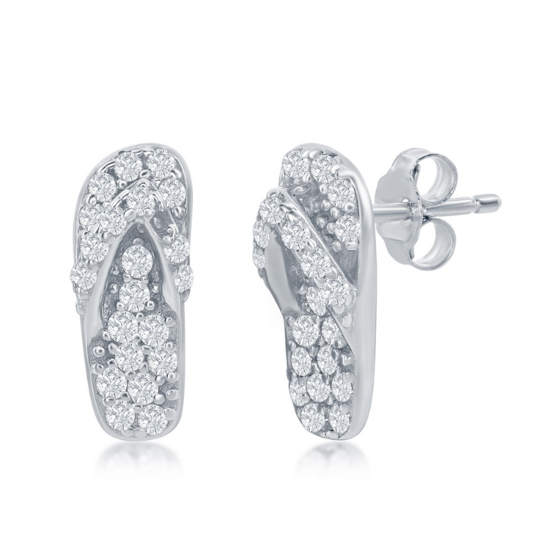 Cubic Zirconia Flip Flop Earrings