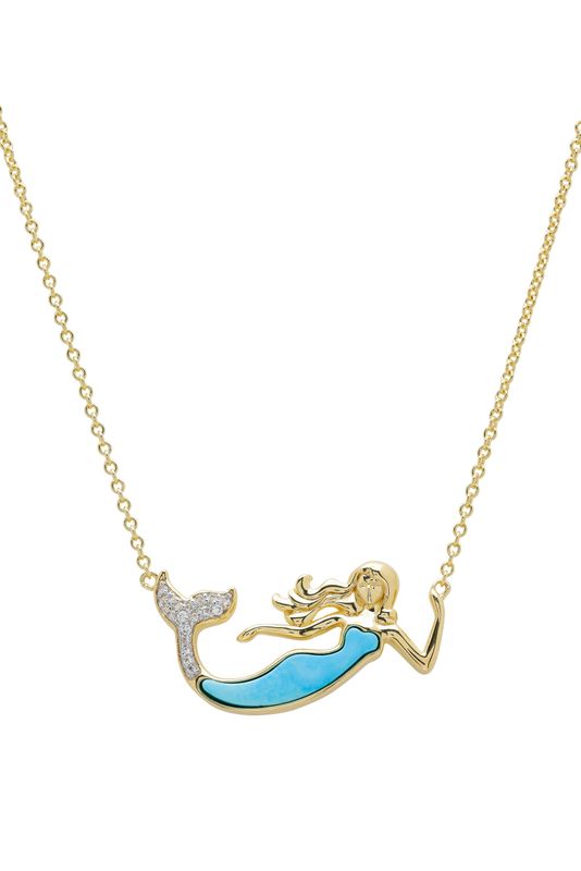 14kt Gold Vermeil Turquoise Mermaid Necklace