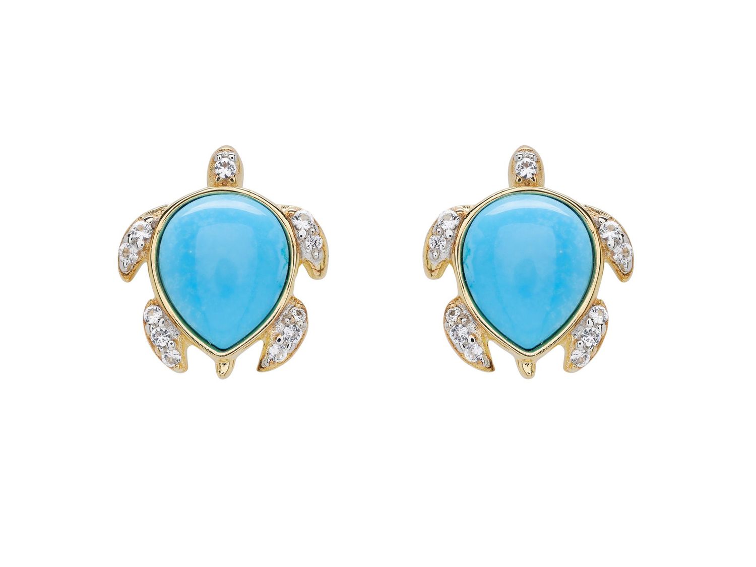 14kt Gold Vermeil Turquoise Turtle Earrings