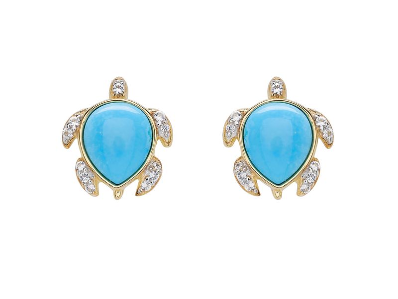 14kt Gold Vermeil Turquoise Turtle Earrings