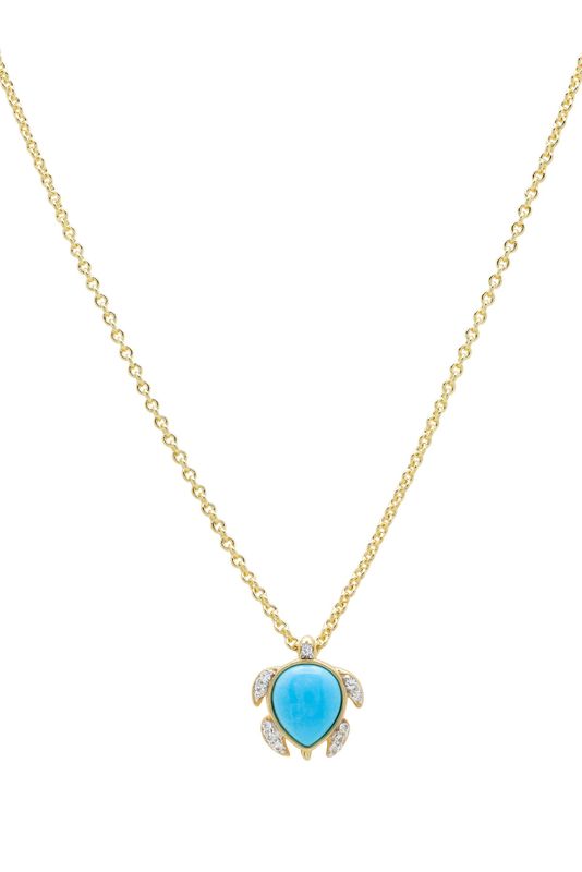 14kt Vermeil Turquoise Turtle Necklace