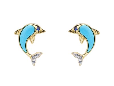 14kt Gold Vermeil Dolphin Earrings