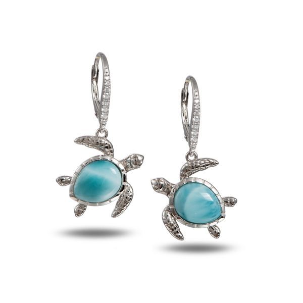 Larimar Turtle Earrings