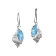 Larimar Conch Shell Earrings