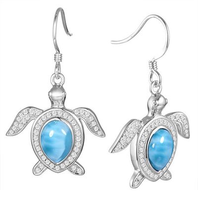 Larimar Turtle Earrings