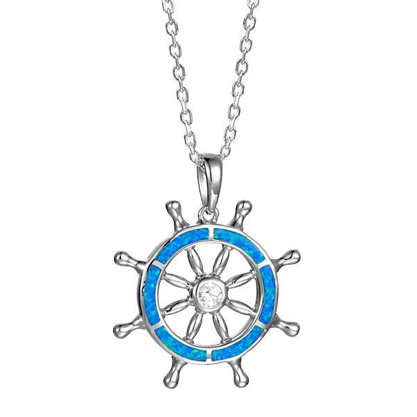 Opal Ships Wheel Necklace