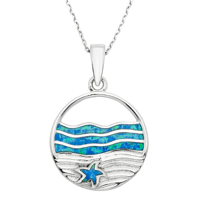 Opal Wave & Starfish Pendant